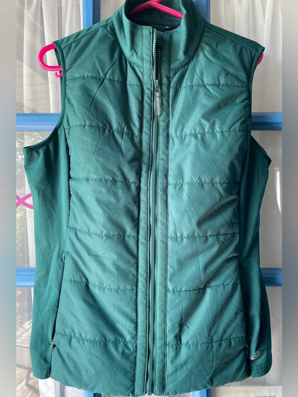 Asics Forest Green Quilted Puffer Vest Sz Xl